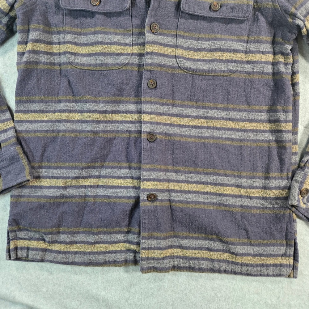 Lucky Brand Mens Small Blue Tan Striped Flannel Button Down Shirt F00245 - Picture 14 of 16